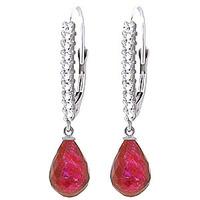 Diamond and Ruby Laced Stem Drop Earrings in 9ct White Gold