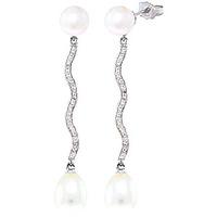 Diamond and Pearl Drop Earrings in 9ct White Gold