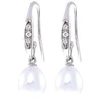 diamond and pearl drop earrings in 9ct white gold