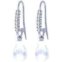 diamond and white topaz stem droplet earrings in 9ct white gold