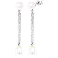 Diamond and Pearl Drop Earrings in 9ct White Gold