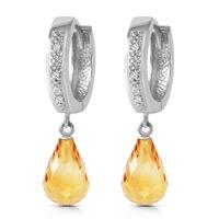 Diamond and Citrine Earrings in 9ct White Gold