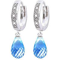 Diamond and Blue Topaz Earrings in 9ct White Gold