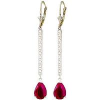 Diamond and Ruby Bar Drop Earrings in 9ct White Gold