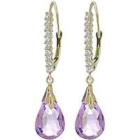 diamond and amethyst droplet earrings in 9ct white gold