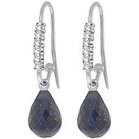 Diamond and Sapphire Laced Stem Drop Earrings in 9ct White Gold