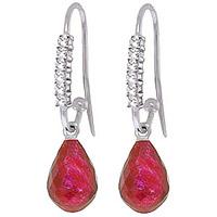 Diamond and Ruby Laced Stem Drop Earrings in 9ct White Gold