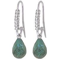 Diamond and Emerald Laced Stem Drop Earrings in 9ct White Gold