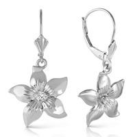 diamond flower star drop earrings in 9ct white gold