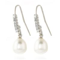 Diamond and Pearl Drop Earrings in 9ct White Gold