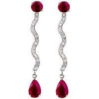 diamond and ruby drop earrings in 9ct white gold