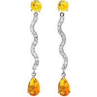 Diamond and Citrine Drop Earrings in 9ct White Gold