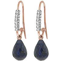 Diamond and Sapphire Laced Stem Drop Earrings in 9ct Rose Gold