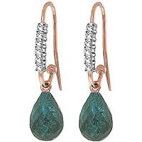 Diamond and Emerald Laced Stem Drop Earrings in 9ct Rose Gold