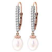 Diamond and Pearl Drop Earrings in 9ct Rose Gold