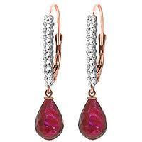 Diamond and Ruby Laced Stem Drop Earrings in 9ct Rose Gold