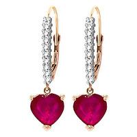 Diamond and Ruby Laced Drop Earrings in 9ct Rose Gold