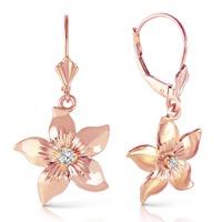 Diamond Flower Star Drop Earrings in 9ct Rose Gold