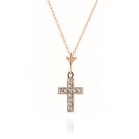 Diamond Cross Pendant Necklace in 9ct Rose Gold