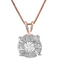 diamond illusion set pendant necklace in 9ct rose gold