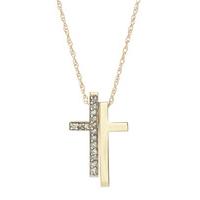 diamond split cross pendant necklace in 9ct gold