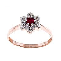 Diamond and Ruby Wildflower Cluster Ring in 9ct Rose Gold