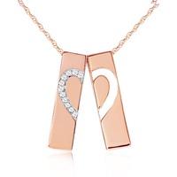 Diamond Split Heart Pendant Necklace in 9ct Rose Gold