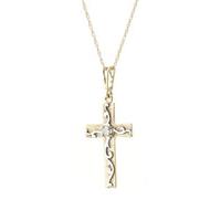 Diamond Cross Pendant Necklace in 9ct Gold