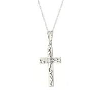 Diamond Cross Pendant Necklace in 9ct White Gold