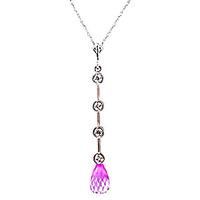 diamond and pink topaz pendant necklace in 9ct rose gold