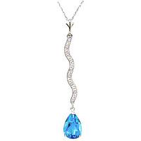 Diamond and Blue Topaz Pendant Necklace in 9ct White Gold