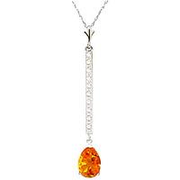 diamond and citrine bar pendant necklace in 9ct white gold