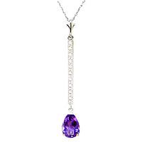 diamond and amethyst bar pendant necklace in 9ct white gold