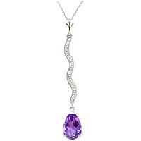 diamond and amethyst pendant necklace in 9ct white gold