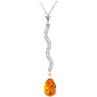 diamond and citrine pendant necklace in 9ct white gold