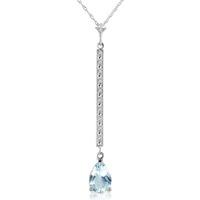 diamond and aquamarine bar pendant necklace in 9ct white gold