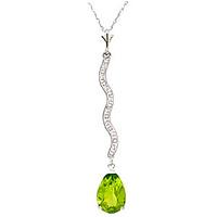 diamond and peridot pendant necklace in 9ct white gold