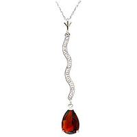 Diamond and Garnet Pendant Necklace in 9ct White Gold