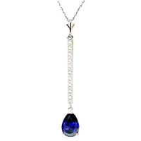 diamond and sapphire bar pendant necklace in 9ct white gold