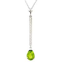 diamond and peridot bar pendant necklace in 9ct white gold