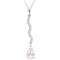 Diamond and White Topaz Pendant Necklace in 9ct White Gold