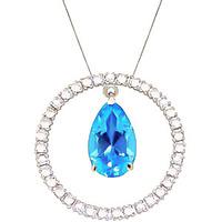 diamond and blue topaz circle of life pendant necklace in 9ct white go ...