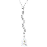 diamond and aquamarine pendant necklace in 9ct white gold