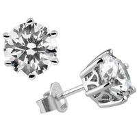 diamonfire silver cz round 6 claw 81mm stud earrings 62 1011 1 082