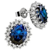 diamonfire silver blue cz oval cluster earrings 62 1368 1 089