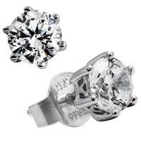 Diamonfire Silver Clear CZ Round 6 Claw 5.1mm Stud Earrings 62-1267-1-082