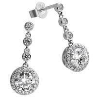 Diamonfire Silver CZ Round Cluster Drop Earrings 62-1463-1-082