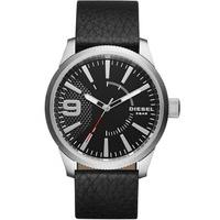 Diesel Mens Black Leather Strap Rasp Watch DZ1766