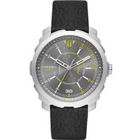 diesel mens machinus black leather strap watch dz1739