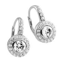 Diamonfire Silver Clear Cubic Zirconia Round Halo Dropper Earrings 62-1670-1-582
